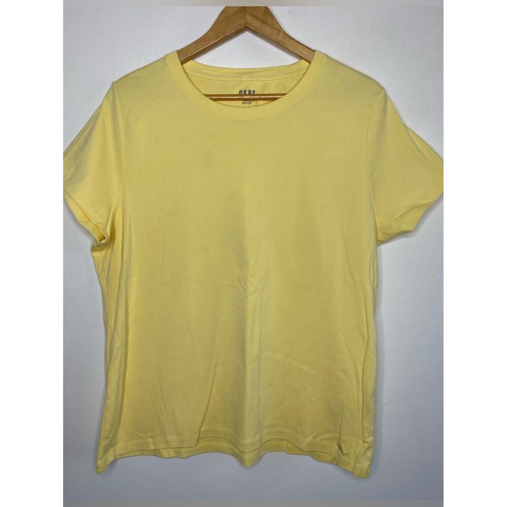 NWOT DKNY Pastel Yellow Organic Cotton Crewneck Tee Size XXL